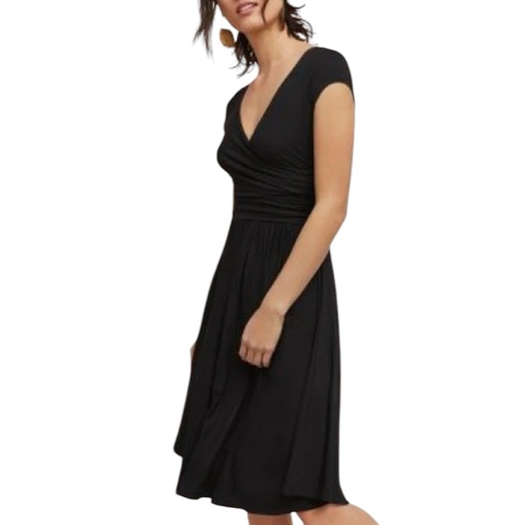 Anthropologie Dresses & Skirts - Anthropologie Dress Womens XL Black Maeve Tamera Surplice Minimal Flowy Stretchy